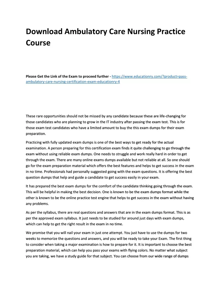 download ambulatory care nursing practice course