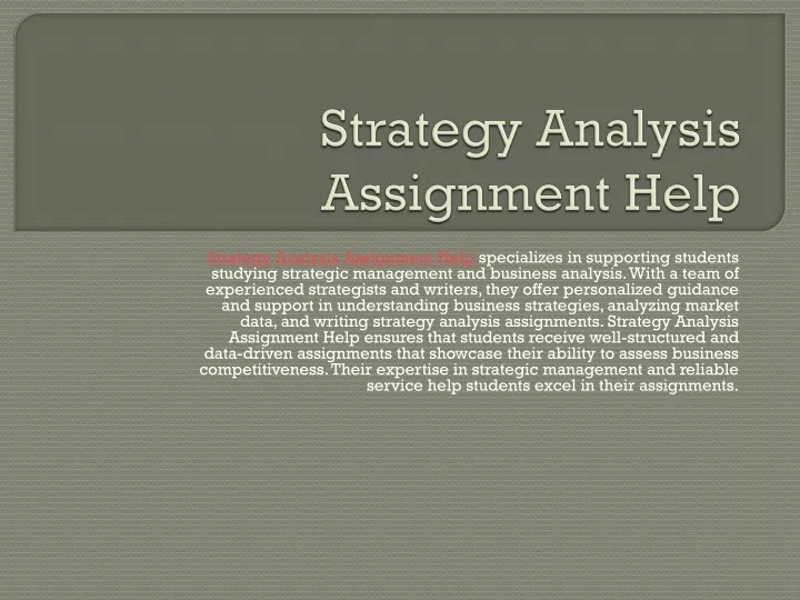 strategy analysis assignment help