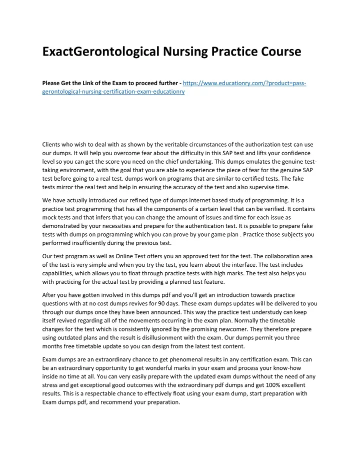 exactgerontological nursing practice course