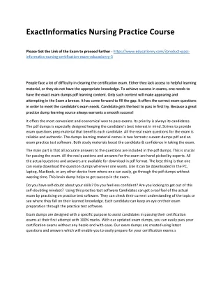 exactinformatics nursing practice course