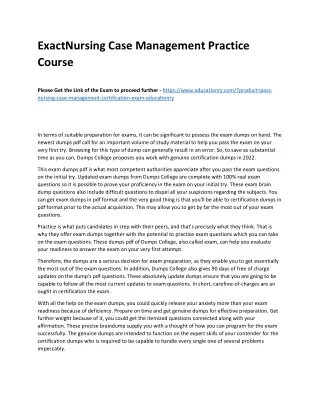 exactnursing case management practice course