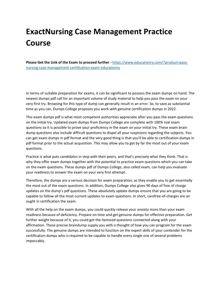 exactnursing case management practice course