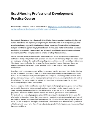 exactnursing professional development practice
