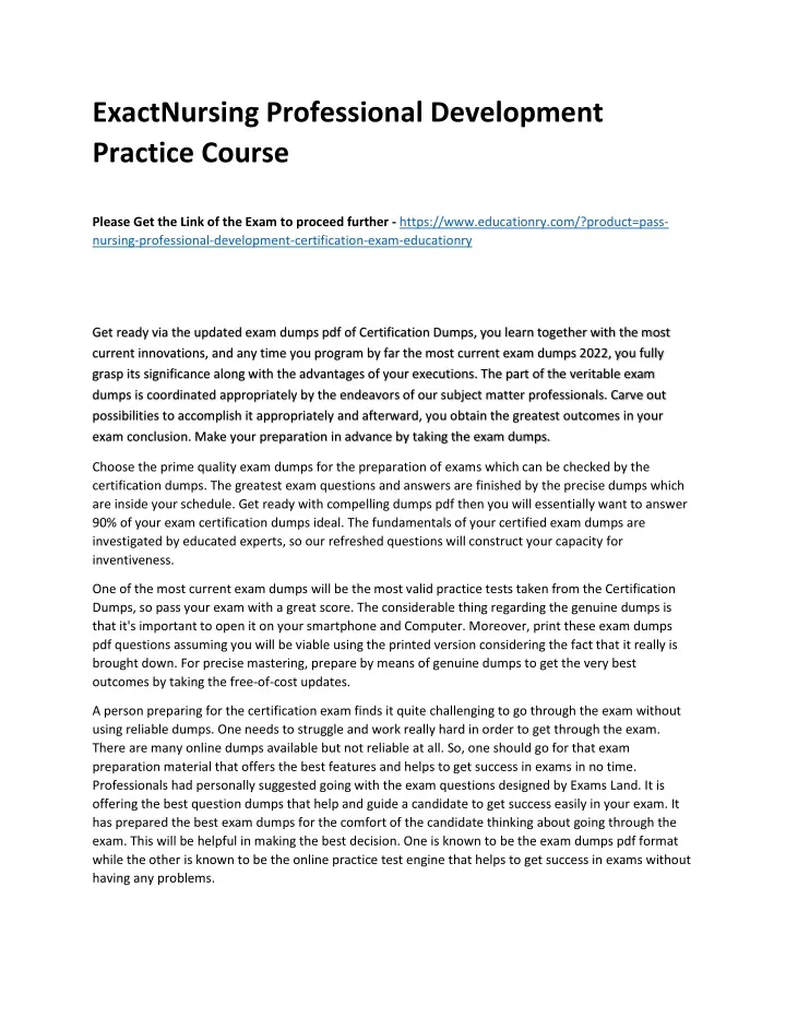 exactnursing professional development practice
