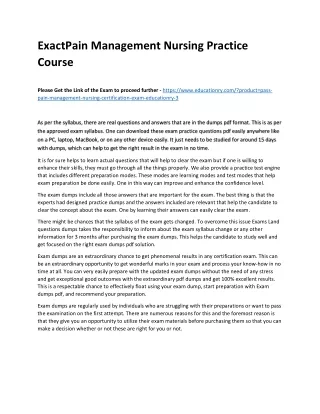 exactpain management nursing practice course