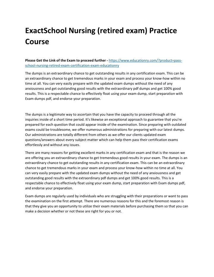 exactschool nursing retired exam practice course