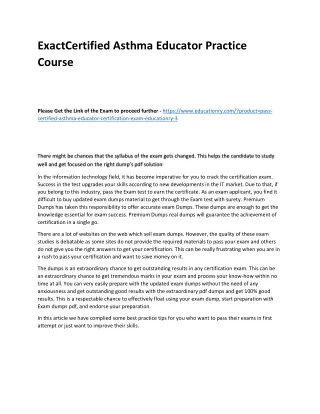 exactcertified asthma educator practice course