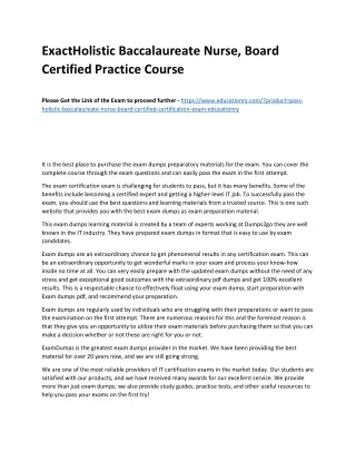 exactholistic baccalaureate nurse board certified
