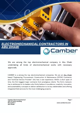 Electromechanical Contractors in Abu Dhabi