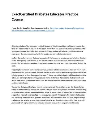 exactcertified diabetes educator practice course