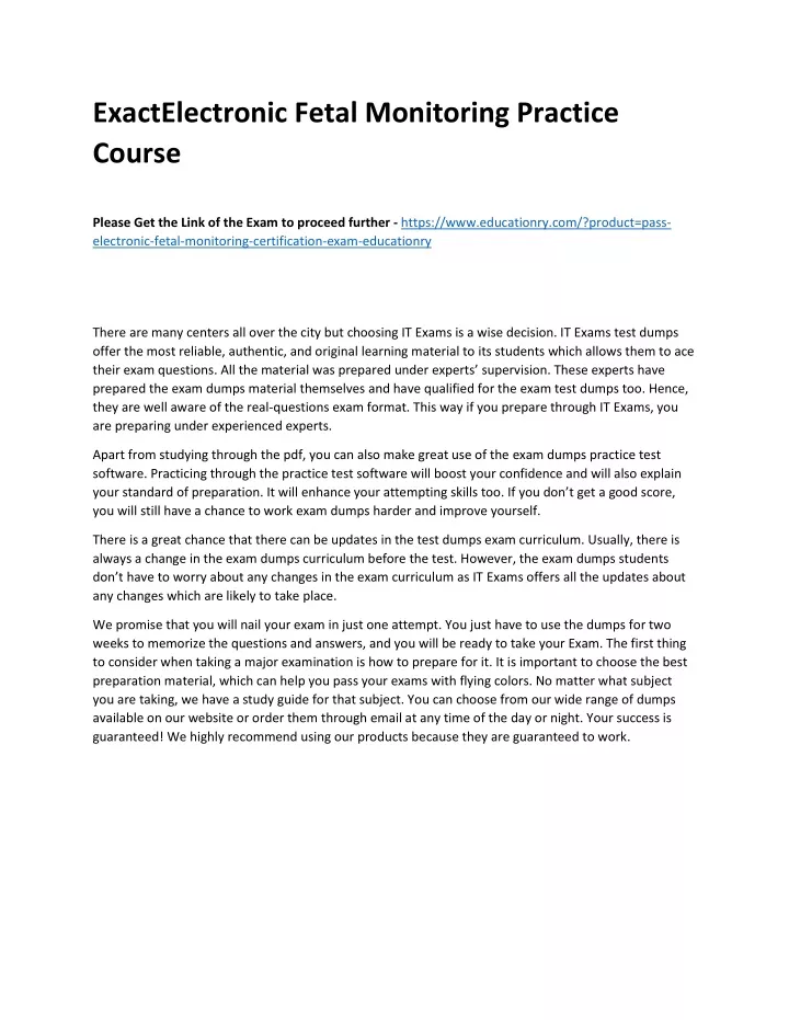 exactelectronic fetal monitoring practice course