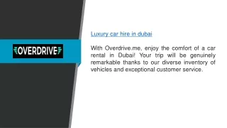 Luxury Car Hire In Dubai  Overdrive.me