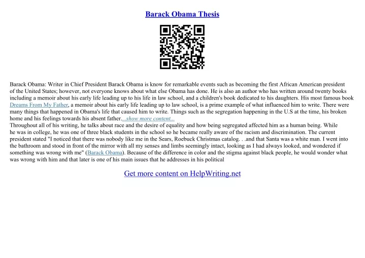 research paper on barack obama