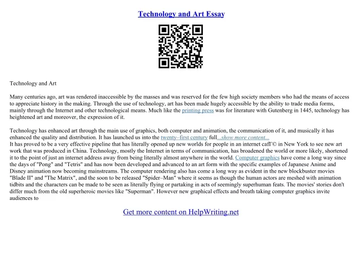 technology and art essay