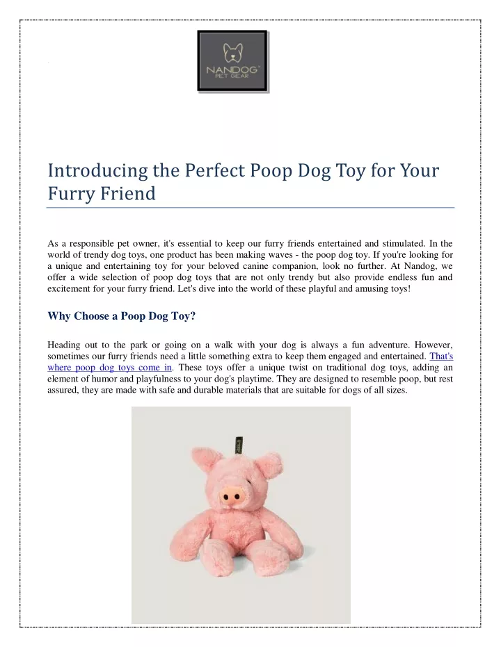 introducing the perfect poop dog toy for your