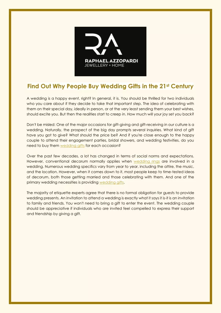 find out why people buy wedding gifts