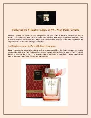 Exploring the Miniature Magic of YSL Mon Paris Perfume