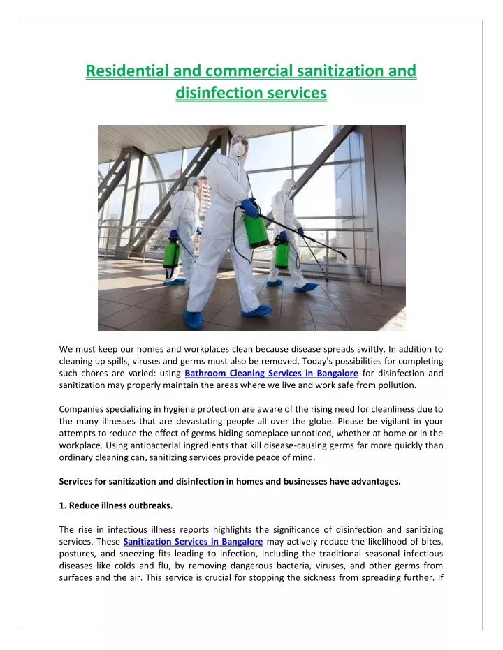 residential and commercial sanitization