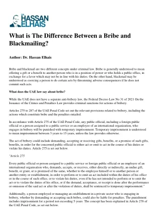 What is The Difference Between a Bribe and Blackmailing
