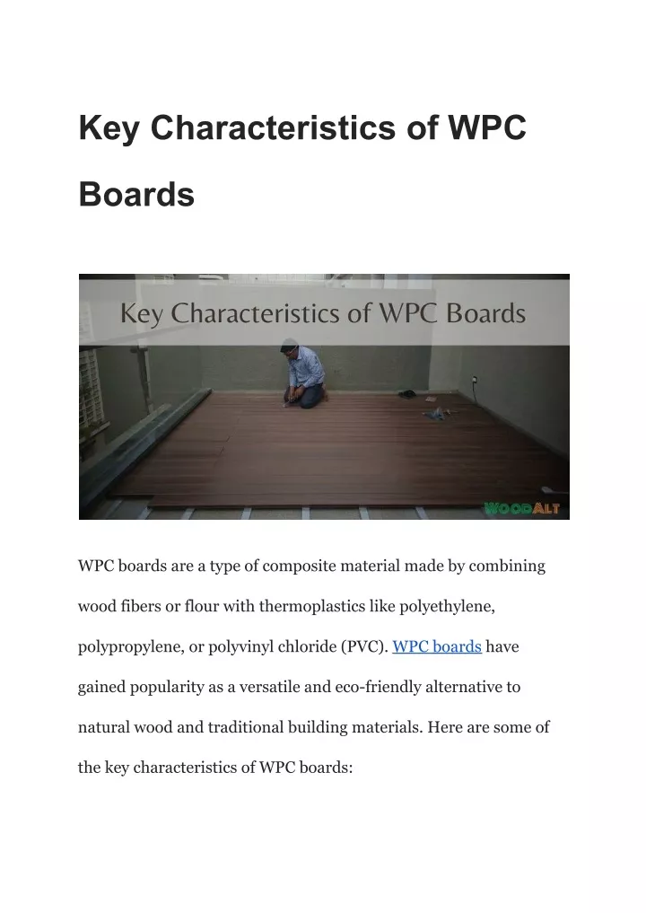 key characteristics of wpc