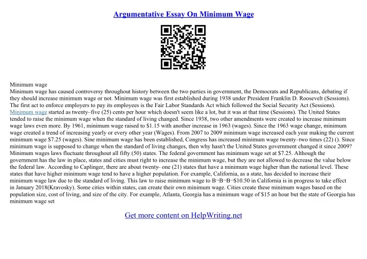 argumentative essay about minimum wage in the philippines