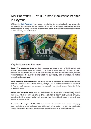 Kirk Pharmacy — Your Trusted Healthcare Partner in Cayman