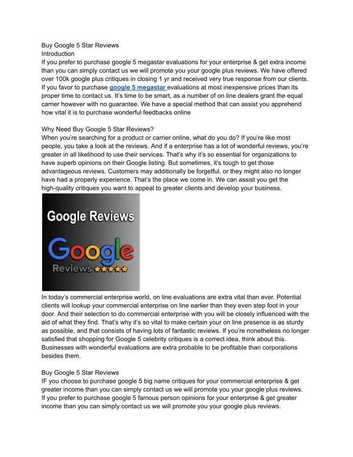 buy google 5 star reviews introduction