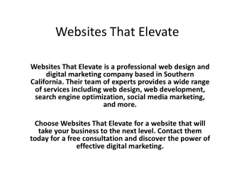 websitesthatelevate.com - best local SEO companies, digital marketing agency for small business, seo keyword research se