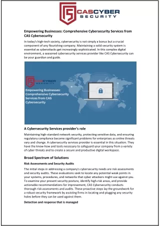 empowering businesses comprehensive cybersecurity