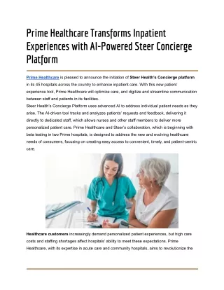 Prime Healthcare Transforms Inpatient Experiences with AI-Powered Steer Concierge Platform