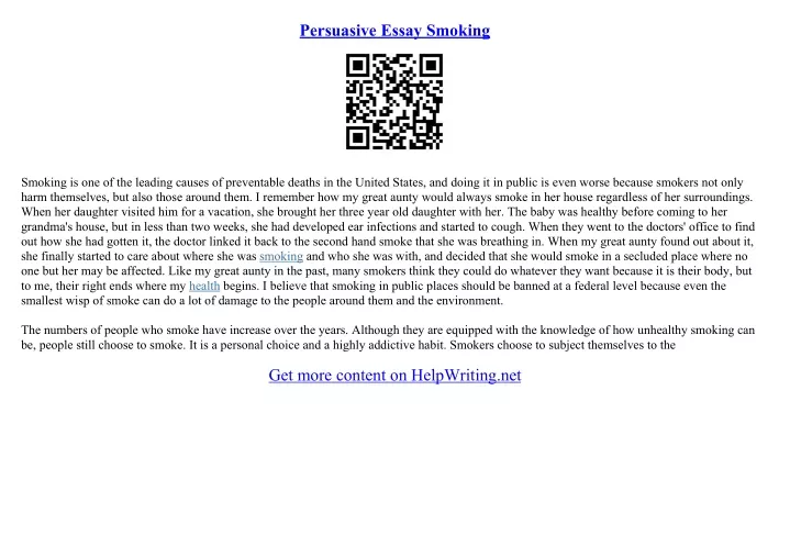 a persuasive essay about smoking