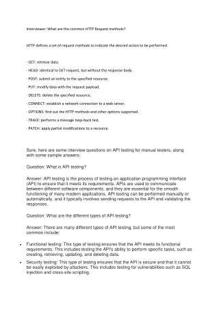 interviewer what are the common http request