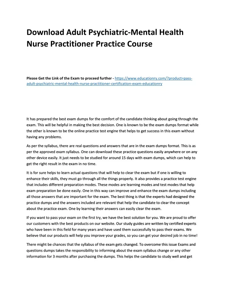 download adult psychiatric mental health nurse