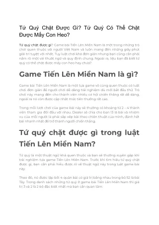 Tứ Quý Chặt Được Gì