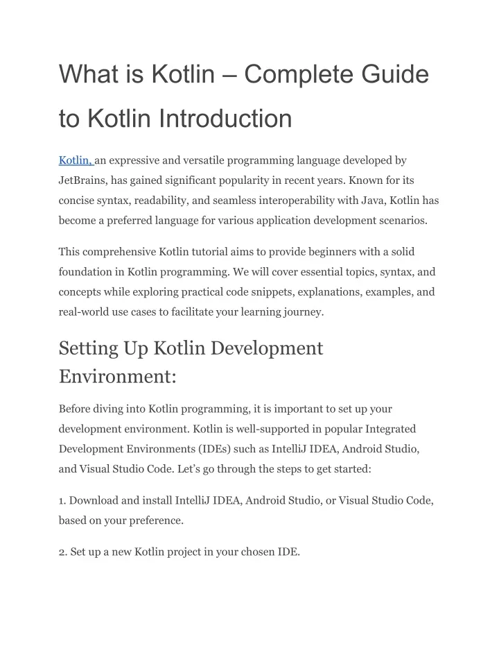 what is kotlin complete guide