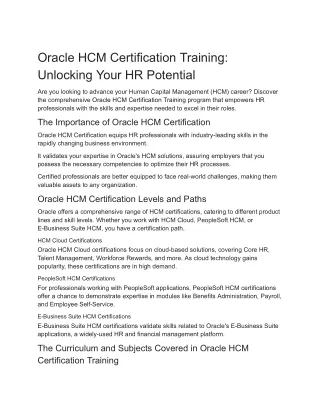 Oracle HCM Certification Training_ Unlocking Your HR Potential