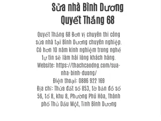 Sửa nhà Bình Dương Quyết Thắng 68