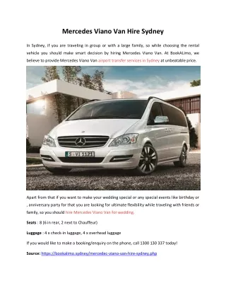 Mercedes V Class Chauffeur Service in Sydeny - BookALimo