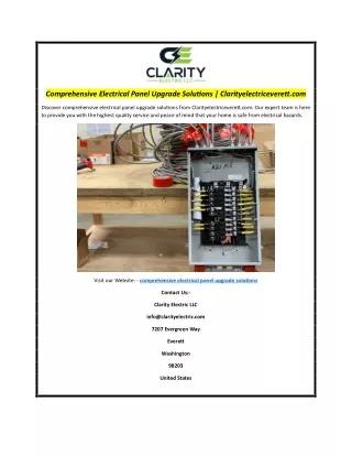 Comprehensive Electrical Panel Upgrade Solutions | Clarityelectriceverett.com