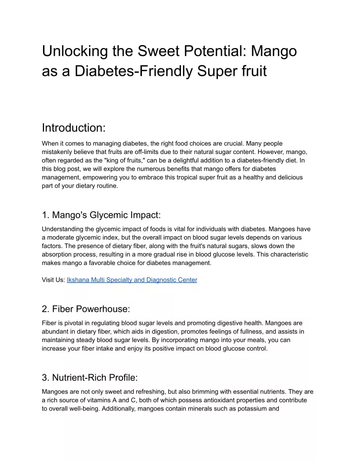 unlocking the sweet potential mango as a diabetes
