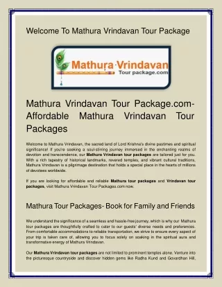 Mathura Vrindavan Tour Package.com- Affordable Mathura Vrindavan Tour Packages