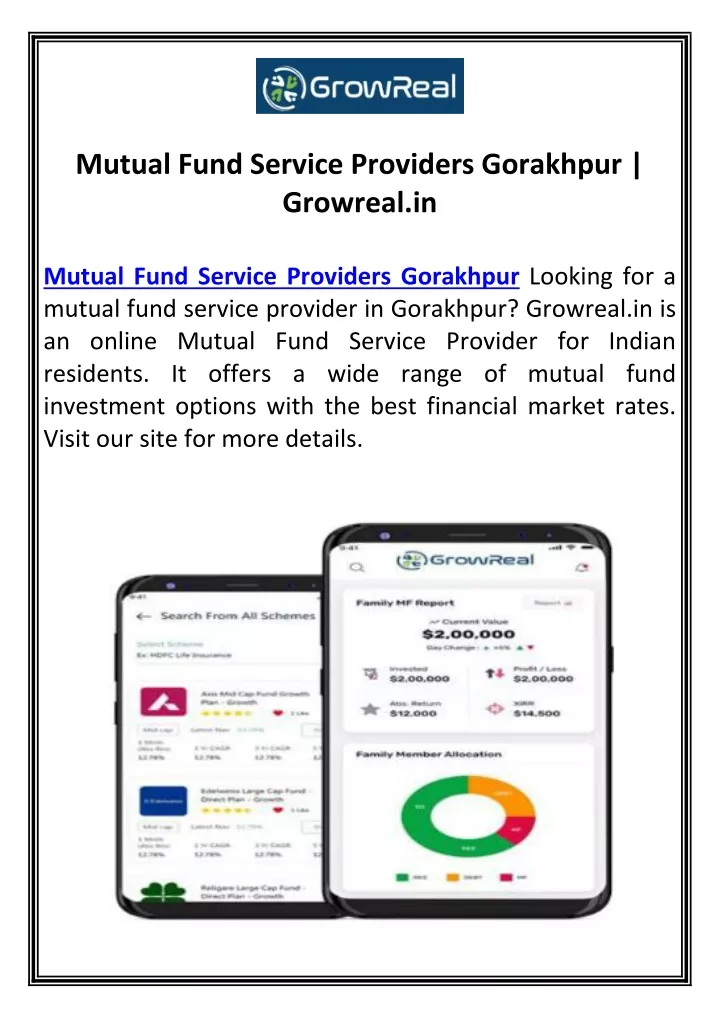 mutual fund service providers gorakhpur growreal
