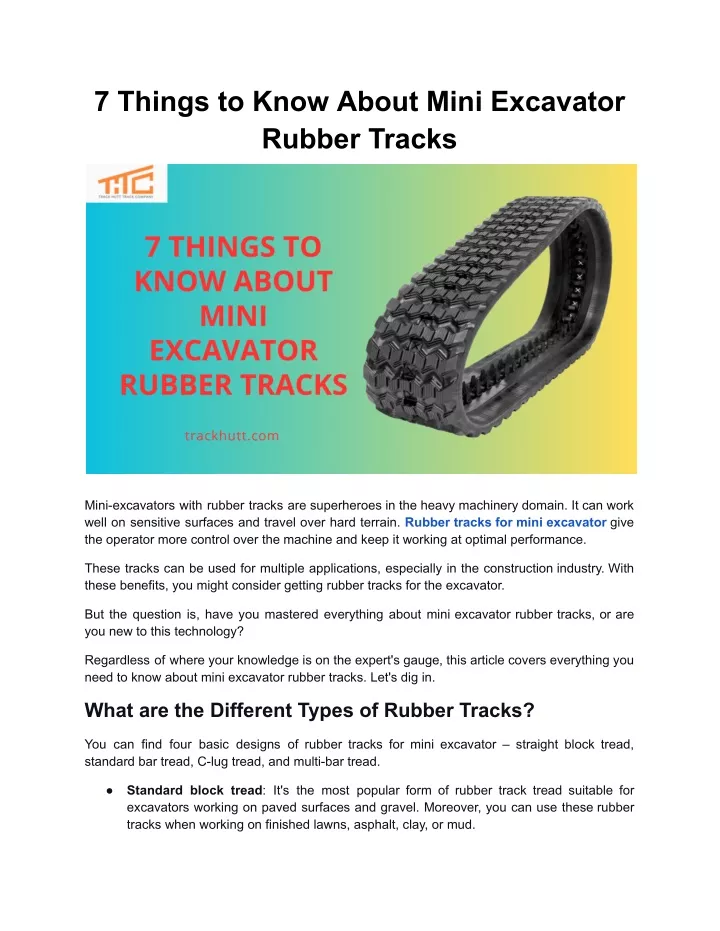7 things to know about mini excavator rubber