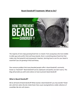 Beard Dandruff Treatment What to Do