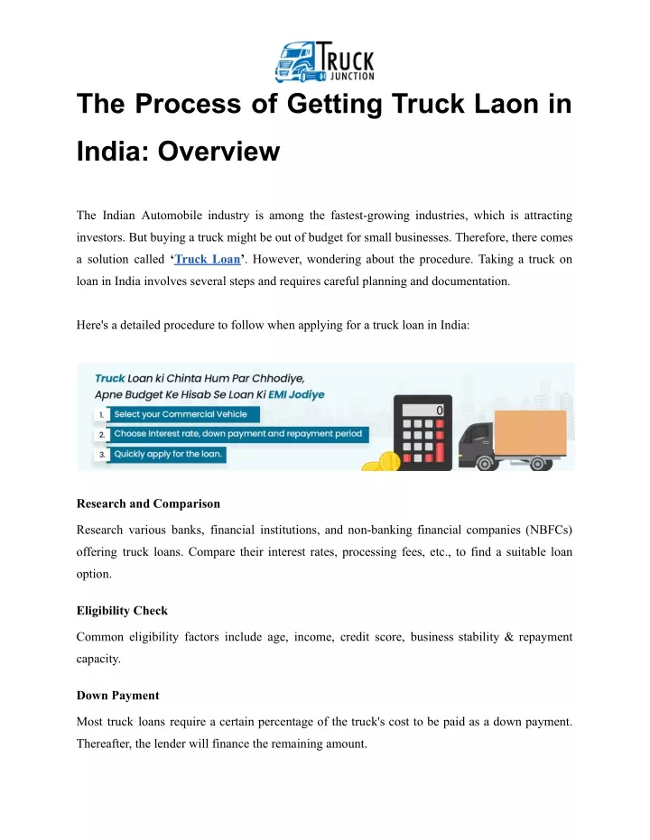 the process of getting truck laon in