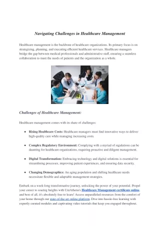 navigating challenges in healthcare management