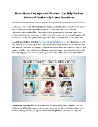 How a Home Care Agency in Woolwich Can Help You Live Safely and Comfortably in Your Own Home.pdf