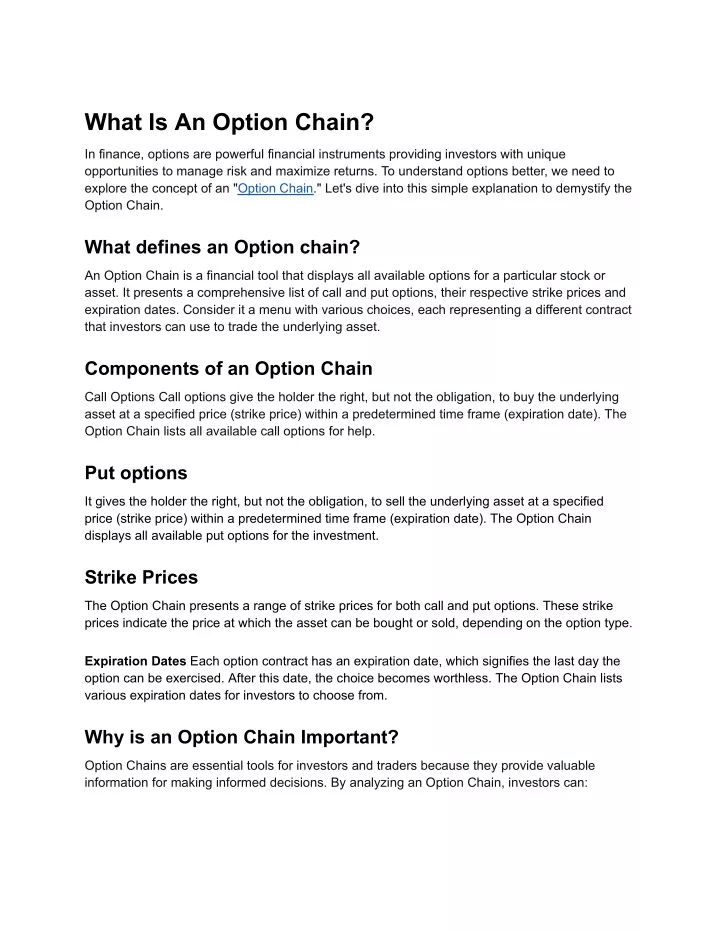 what is an option chain