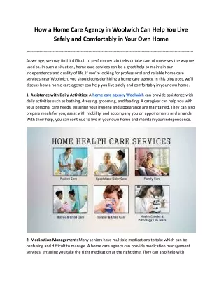 How a Home Care Agency in Woolwich Can Help You Live Safely and Comfortably in Your Own Home.ppt