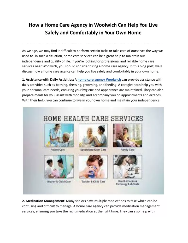 how a home care agency in woolwich can help